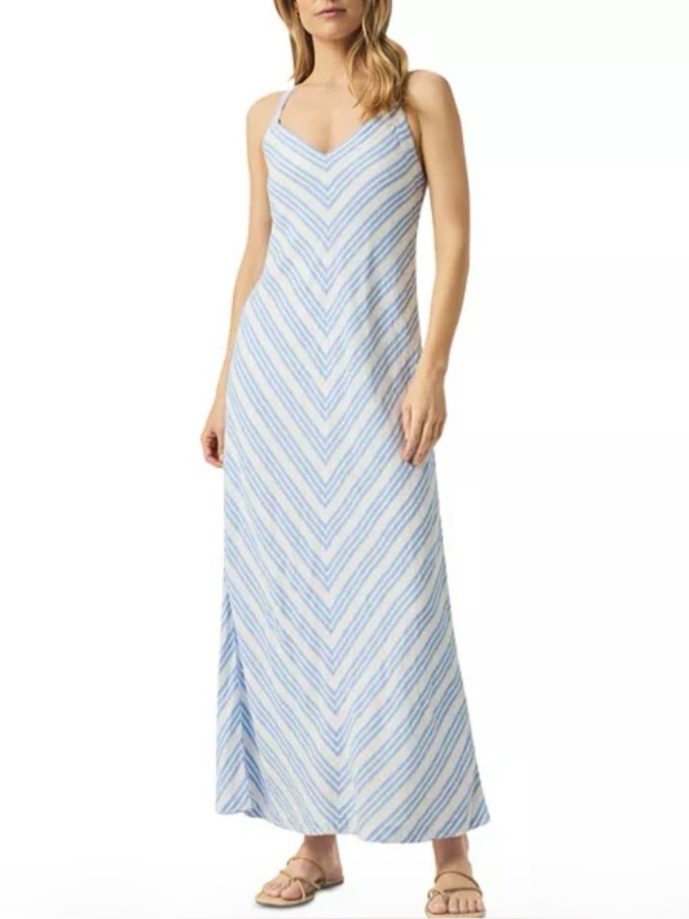 Splendid Gisele Knit Striped V-Neck Sleeveless A-Line Maxi Dress